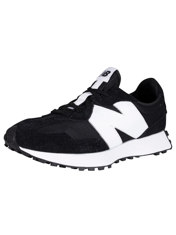 Image of New Balance Black With White 327 Trainers Black Female 6 239061UK