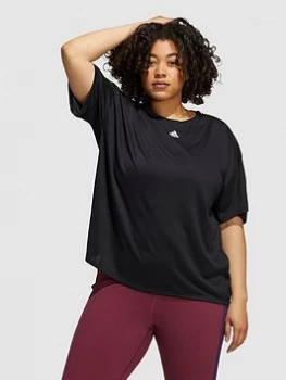 Image of Adidas Training Heat.ready 3 Stripes Tee - Plus Size, Black, Size 2X, Women