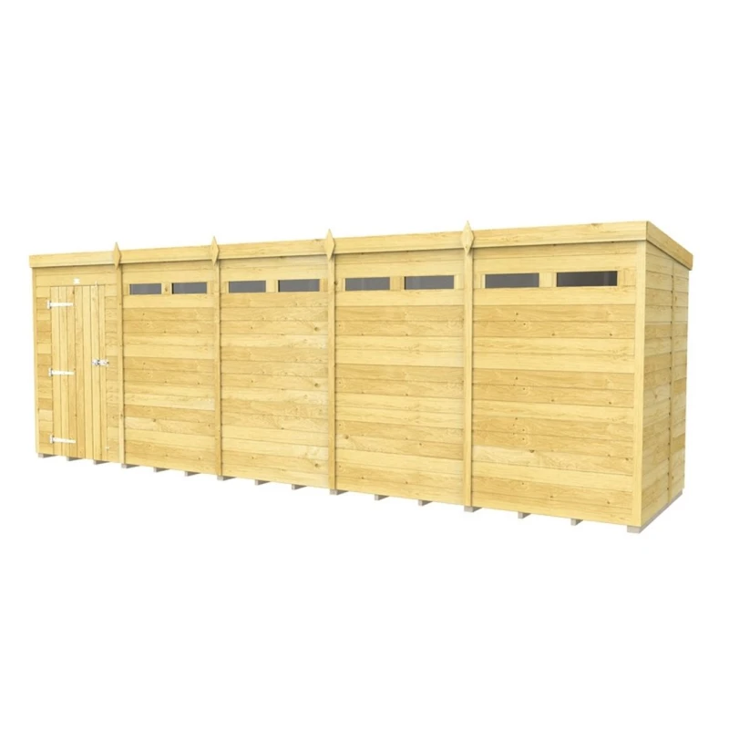 Image of Buttercup Farm 20 x 5 Feet Pent Security Shed - Single Door - L147 x W589 x H201cm in Brown Brown Unisex