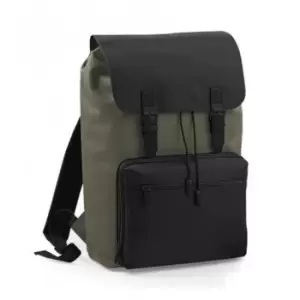 image of BagBase Vintage Laptop Backpack (One Size) (Olive Green/Black)