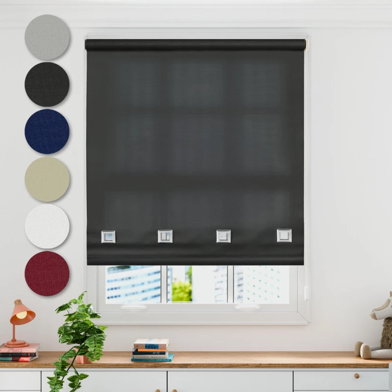 Image of Emma Barclay Square Eyelet Roller Blind Black unisex 120x165cm