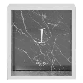 image of 8" x 10" - iFrame Silver & White Box Photo Frame