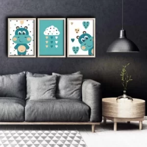 Image of 3PKCT-014 Multicolor Decorative Framed MDF Painting (3 Pieces)