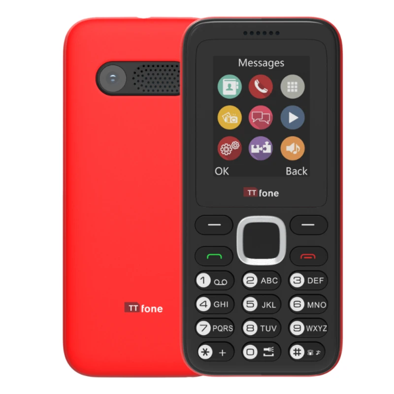 Image of TTfone TTfone TT150 Red Dual SIM Mobile with USB Cable - Best Quality, Easy to Use
