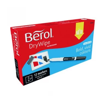 image of Berol Drywipe Pen Fine Black Pack of 12 1984901