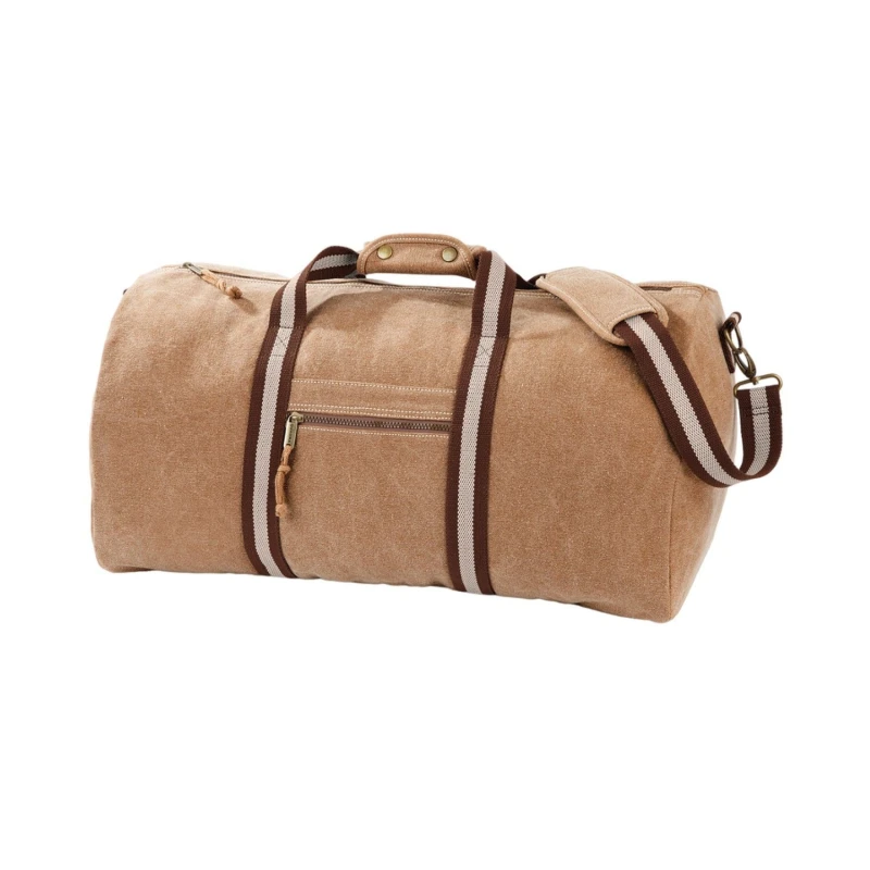 Image of Quadra Mens Vintage Canvas Duffle Bag in Tan Tan Male