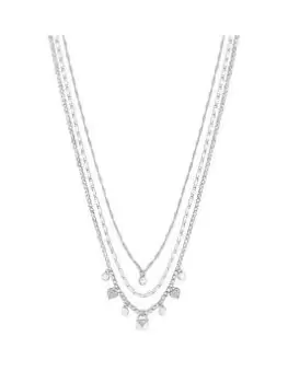 image of Lipsy Silver Mirror And Diamante Charm Multi Row Necklace