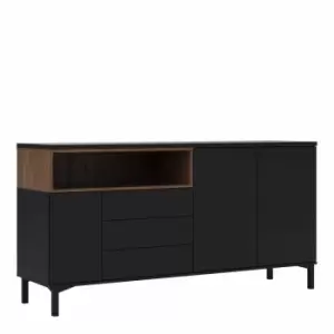 Roomers Sideboard 3 Drawers 3 Doors In Black And Walnut