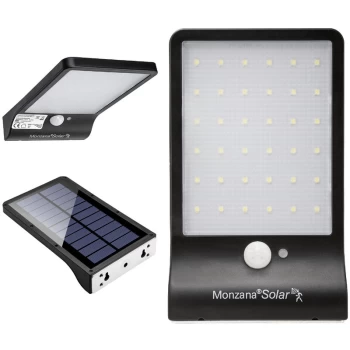 Image of LED Solar Wall Light Solar Lantern Stainless Steel Lamp Garden Outdoor 36 LEDs Compact - Monzana