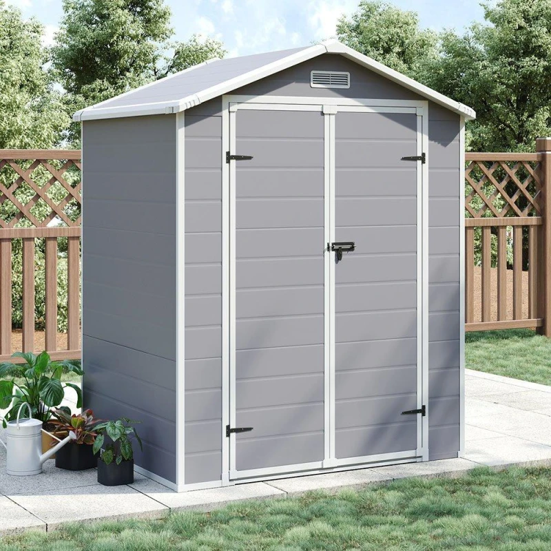 Image of Breeins Outdoor 6x4fts Plastic Garden Storage Shed Grey Grey unisex Large