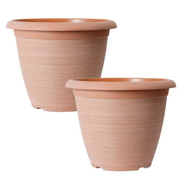 image of YouGarden Pair of Helix Planters (10) - Powdered Clay 18x25x25cm Multi 40549799000