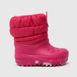 image of Crocs Pink Classic Neo Puff Girls Toddler Boots