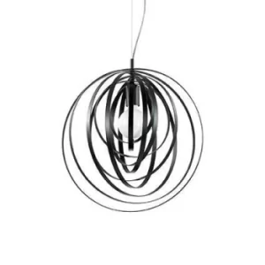 image of Disco 1 Light Spherical Cage Ceiling Pendant Black, E27