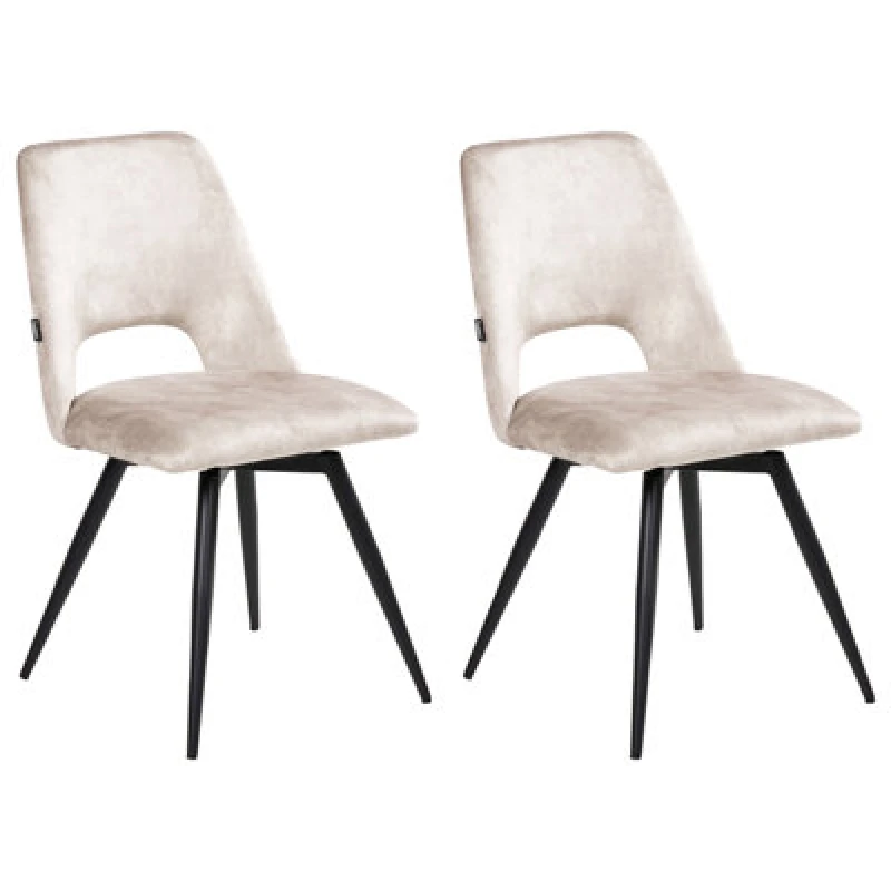 Image of Beliani Set Of 2 Dining Chairs Swivel Hallett Velvet Light Beige