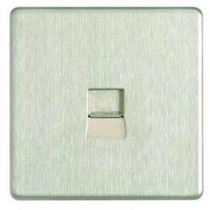 Image of Wickes Single Screwless Flat Plate Master Telephone Socket - Brushed Steel