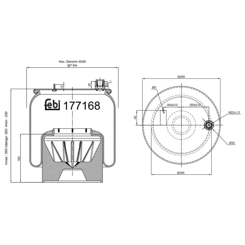 Image of FEBI BILSTEIN 177168 Boot, air suspension Rear Axle Left Boot,air suspension (324)