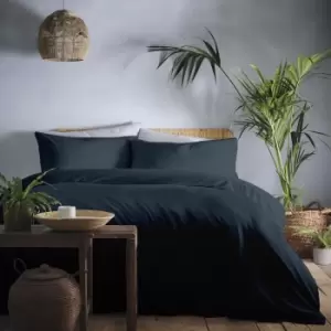 Image of Appletree Cassia Navy 100% Cotton Duvet Cover and Pillowcase Set Navy Blue