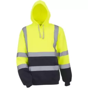 image of Yoko Mens High Visibility Pull-Over Hoodie (2XL) (Yellow/Navy) - Yellow/Navy