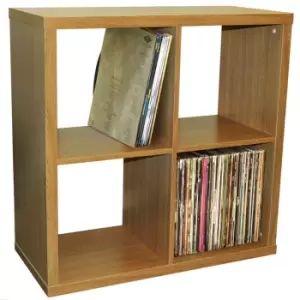 image of Techstyle Cube 4 Cubby Square Display Shelves / Vinyl Lp Record Storage Oak