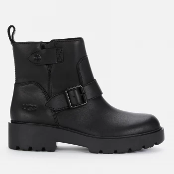 Image of UGG Womens Saoirse Waterproof Leather Biker Boots - Black - UK 8