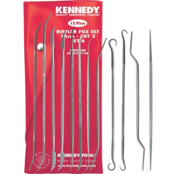 Image of 150MM (6') 12 Piece Second Cut Riffler File Set A - Kennedy