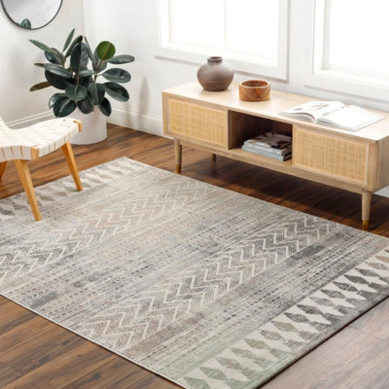 Image of Livabliss Scandi Geometric Dark Grey Louna Area Rug 160 X 215cm - Easy Care, Non Shedding, Ideal For Living Room & Bedroom