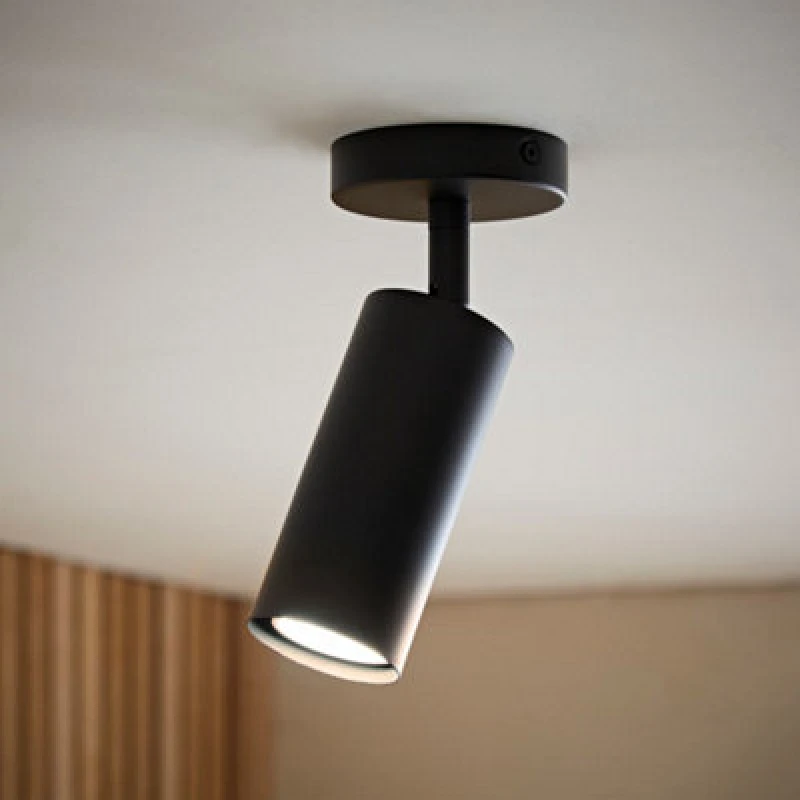 Image of Valuelights Taylor Matte Black Tube Single Adjustable Ceiling Spotlight