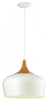 image of Eglo Obregon Pendant Light - Cream & Oak Effect