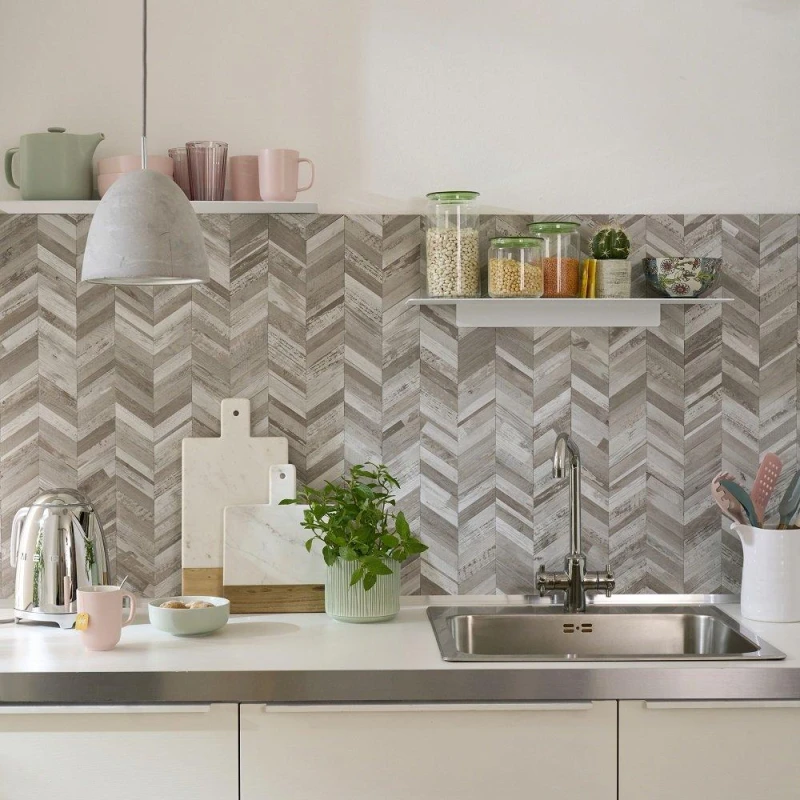 Image of D C Fix Self Adhesive Premium Wall Tiles Herringbone Grey unisex PACK 5