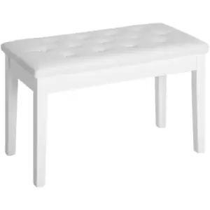 Image of HOMCOM Classic Piano Bench Padded Seat Makeup Stool Solid Wood Wooden White - White