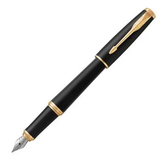 image of Parker Urban Muted Black Gold Trim Fountain Pen - Medium Nib