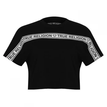 Image of True Religion True Religion Cropped Tape T Shirt - Onyx 1001