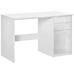 Image of Homcom High Gloss Home Office Computer Desk With Drawers White