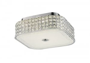 image of Square Flush Ceiling 30W 1450lm LED 4000K Polished Chrome, Crystal