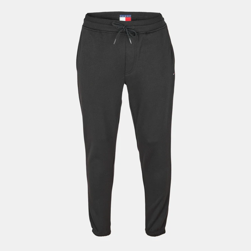 Image of Tommy Jeans Mens TJ Flag Slim Closed Hem Fleece Joggers Black male S