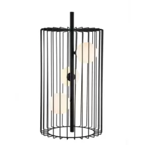 image of Italux Hayden - Modern Table Lamp Black 3 Light with Black, White Shade, G9