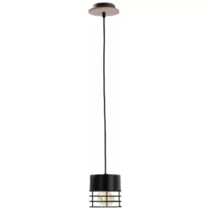 image of Keter Lighting - Keter Casa Slim Pendant Ceiling Light Black, Wood, 12cm, 1x E27