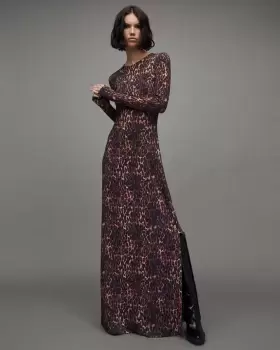 Image of AllSaints Katlyn Anita Leopard Print Maxi Dress