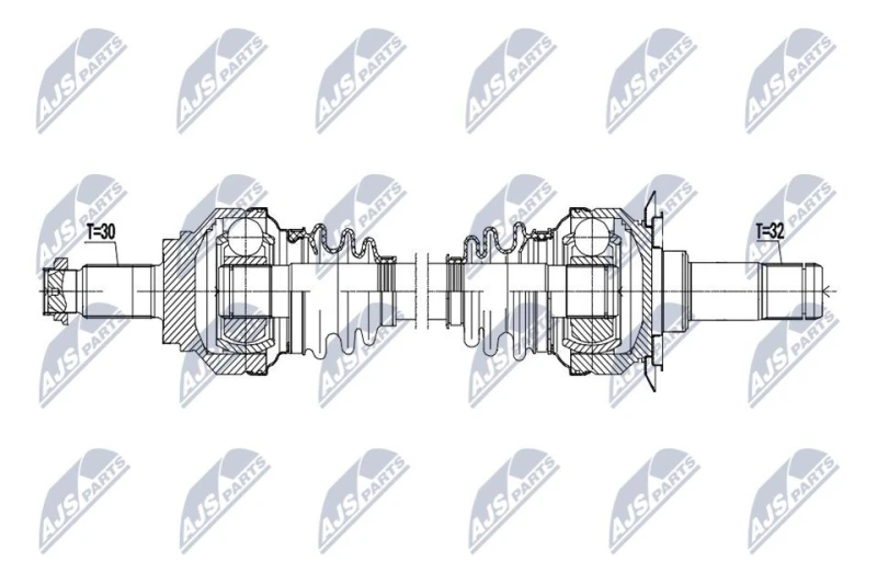 Image of NTY NPW-BM-224 Drive shaft Automatic Transmission, Rear Axle Right Drive Shaft (13)
