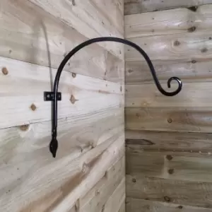 Image of Tom Chambers Heavy Duty Handcrafted Metal 38cm Black Wall Bracket Hook For Garden Hanging Basket Bird Feeder