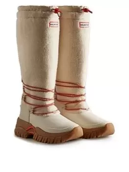 image of Hunter Wanderer Tall Sherpa Snow Boot, White, Size 5, Women