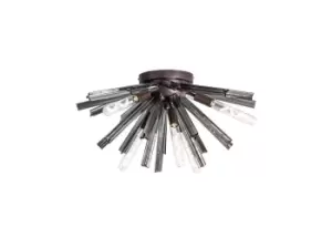 Image of 6 Light E14, Semi Flush Brown Oxide , Smoke Glass