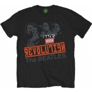 Image of The Beatles - Revolution Back in the USSR Mens Small T-Shirt - Black