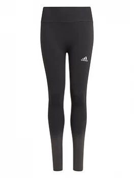 Image of adidas Junior Girls Aeroknit Tight - Black/Grey, Size 7-8 Years