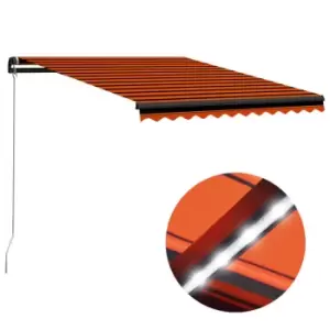 image of Vidaxl Manual Retractable Awning With LED 300X250 Cm Orange And Brown