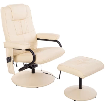 Image of Homcom - Massage Recliner Chair Cushioned Ottoman 10 Point Vibration Beige