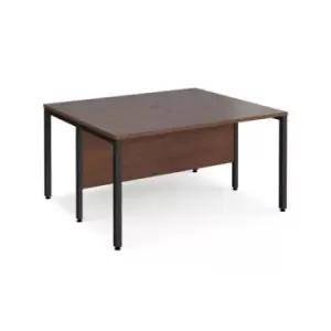 image of Office Desk 2 Person Rectangular Desk 1400mm Walnut Tops With Black Frames 1200mm Depth Maestro 25