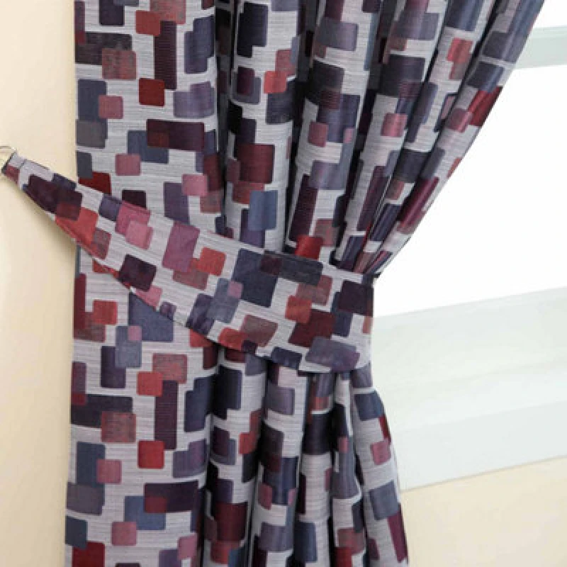 Image of Homescapes Red And Blue Abstract Jacquard Curtain Tie Back Pair