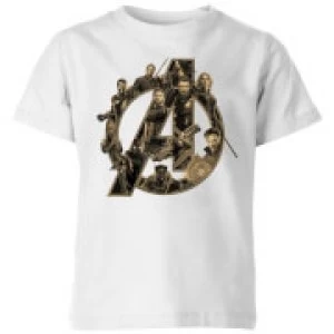 Image of Marvel Avengers Infinity War Avengers Logo Kids T-Shirt - White - 11-12 Years
