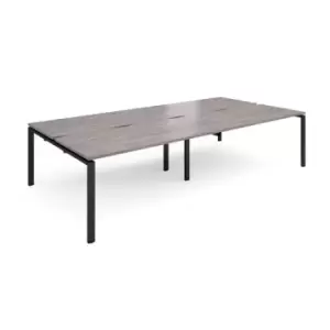 image of Adapt sliding top double back to back desks 3200mm x 1600mm - Black frame and grey oak top